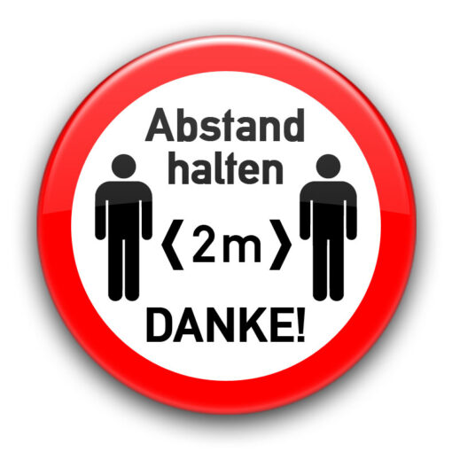 Abstand halten! Button 1 SARS COV 2