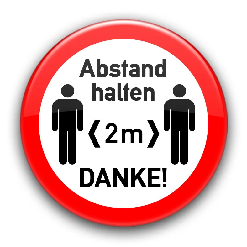 Abstand halten! Button 1 SARS COV 2