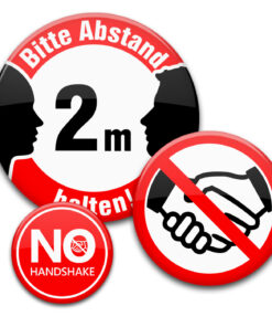 Kein Handschlag - Abstand halten Buttons