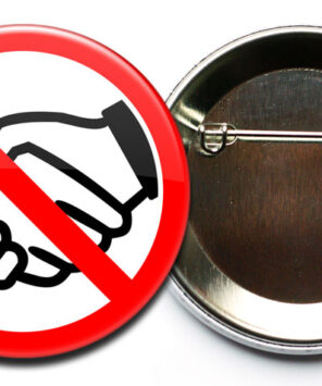 Kein Händeschütteln Button mit Sicherheitsnadel