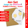 komplettes 4er-Set aus personalisierten Rubbelkarten mit Umschlägen