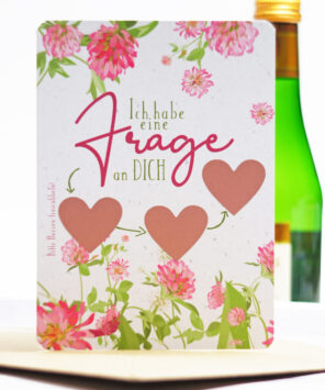 Die Rubbelkarte mit den 3 Rubbelherzen ist eine tolle Möglichkeit, Deine Freundin bei einem Sekt zu fragen, ob Sie Deine Trauzeugin werden möchte.