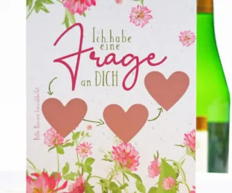 Die Rubbelkarte mit den 3 Rubbelherzen ist eine tolle Möglichkeit, Deine Freundin bei einem Sekt zu fragen, ob Sie Deine Trauzeugin werden möchte.