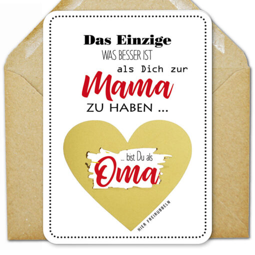 Schwanger? Mit dieser stylishen Rubbelkarte teilst Du Deiner Mama mit, dass sie Oma wird.