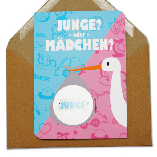 Rubbelkarte JM3 Storch Junge oder Mädchen