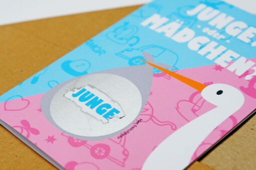 Rubbel-Karte Baby Geschlecht Junge RUbbellack im Detail