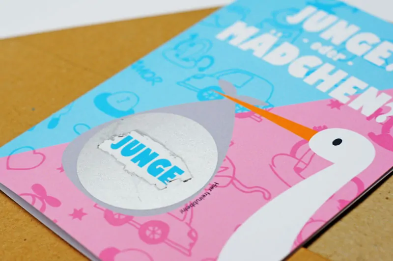 Rubbel-Karte Baby Geschlecht Junge RUbbellack im Detail