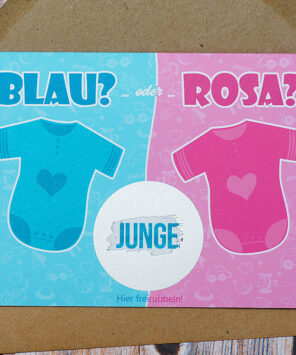 Rubbelkarte RB-JM4: Junge oder Mädchen? Lass Deine Verwandten raten, was es wird!
