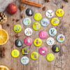 24 Stück weihnachtliche Zahlenbuttons zum Basteln von Weihnachtskalendern