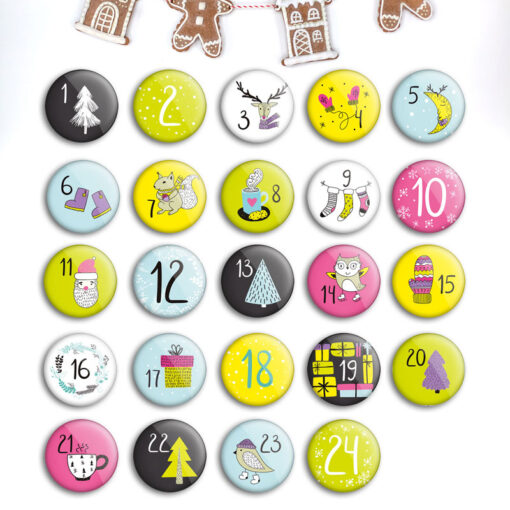 Zahlen Buttons für DIY Adventskalender zum Basteln