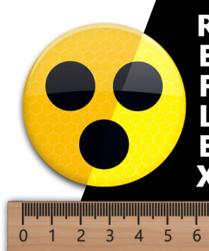 reflektierender Blinden-Button Abzeichen gelb mit 3 schwarzen Punkten