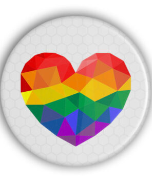 LGBT Reflektor Rainbow Herz Button