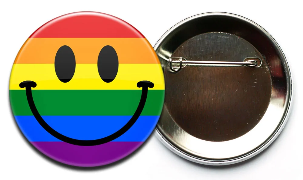 LGBT Smiley Regenbogen Button – Bild 2