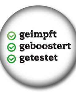 Button 2G+ geimpft geboostert getestet