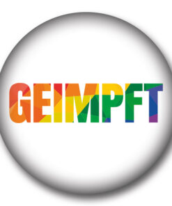 Corona Impfung Button regenbogenfarben