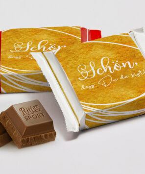 Süßes Giveaway Ritter Sport Mini mit bedruckter Banderole 