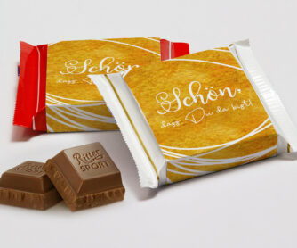 Süßes Giveaway Ritter Sport Mini mit bedruckter Banderole 