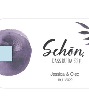 süßes Geschenk für die Gäste: personalisierter Pralinenaufleger Violet Dream