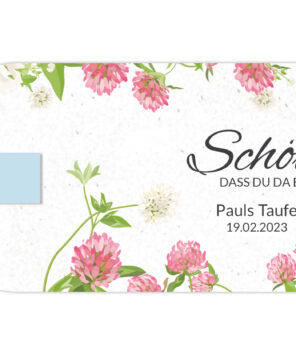 Gastgeschenk Hochzeit Taufe Pralinenaufleger Sommerklee 06 Pralinenkarte 