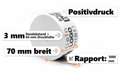 Vorgaben für den Druck von Nassklebeband 70 mm