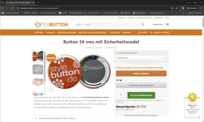 Menge der benötigten Hochzeitsanstecker angeben