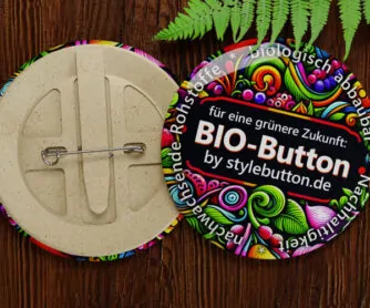 Bio-Buttons mit Nadel: der perfekte Werbebotschafter für Dein ökologisches Engagement