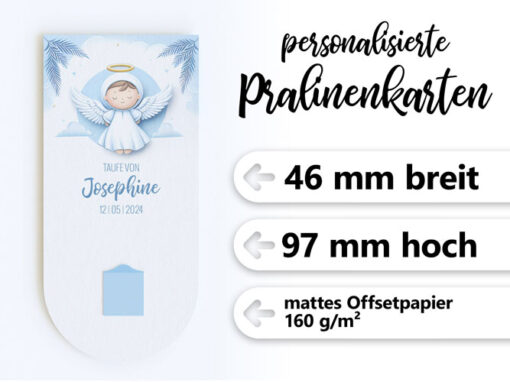Details Taufkarte mit Praline