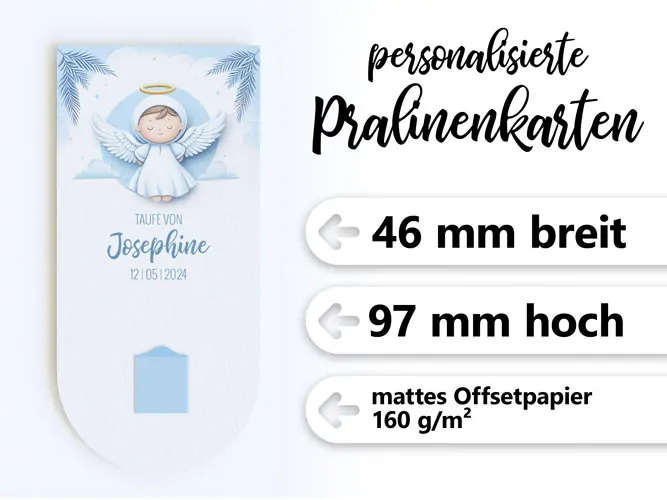 Details Taufkarte mit Praline