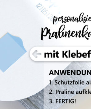 Details Taufkarte mit Praline