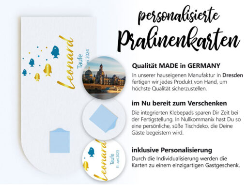 Pralinenaufleger Taufe 4 blau gold – Bild 3