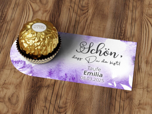 Pralinen-Karte Gentle Purple mit Personalisierung