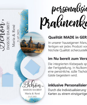 Ganz individuell: die Pralinenkarte Blue-Pink wird personalisiert