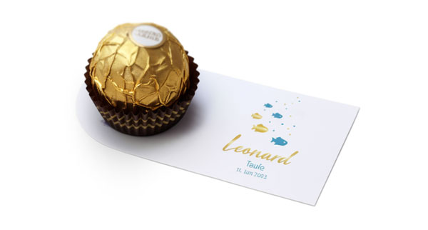 Pralinenkarte mit Klebefläche für individuelle Gastgeschenke