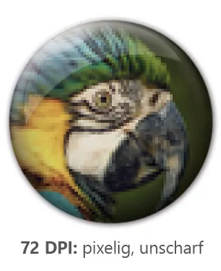 72 DPI Auflösung: pixelig und unscharf
