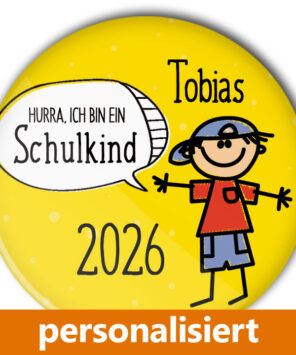 personalisierter Button zum Schulanfang Mod. #11 Junge gelb