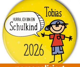 personalisierter Button zum Schulanfang Mod. #11 Junge gelb