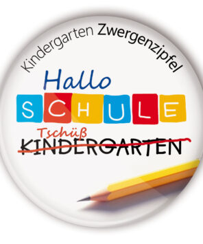 Schulkindbutton #16 Tschüß Kindergarten mit Personalisierung (Name Kindergarten)